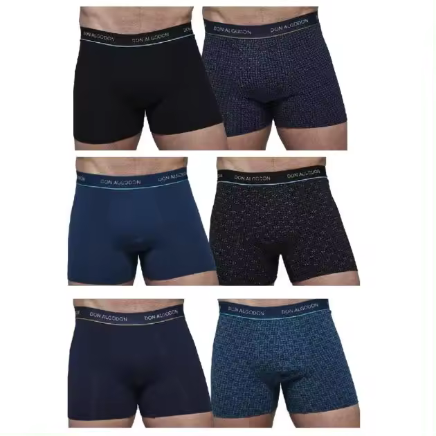 Don Algodon - Pack 6 Boxer de hombre. 3 Lisos y 3 estampados . Calzoncillos de hombre. Boxer don algodon PB707 - 1