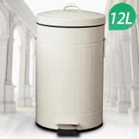 Cesta De Basura Redonda 5L Pedal Silencioso Estilo Romano Decoración De Habitación Caja De Limpieza Familiar Ecológica Metálica - details 11