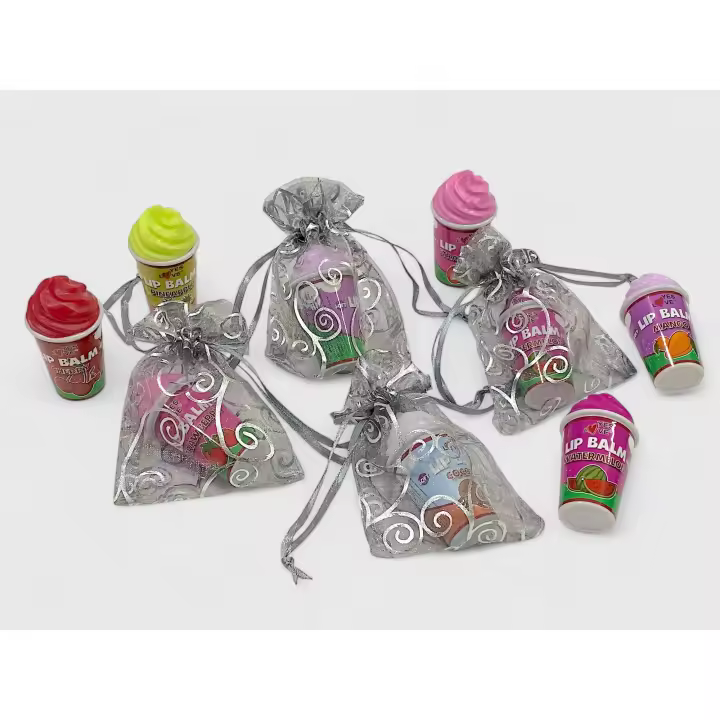 Lote de 10/15 Bálsamo de labios en forma de helado en bolsa de regalo para detalles de invitados de boda comuniones bautizos aniversarios cumpleaños balsamo labial en aromas surtido - 1