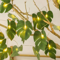 Luces De Hoja De Monstera LED 1.5/3/6M Iluminación Decorativa Para Jardín Y Pared Pilas Incluidas Estilo Tropical Rattan - details 6