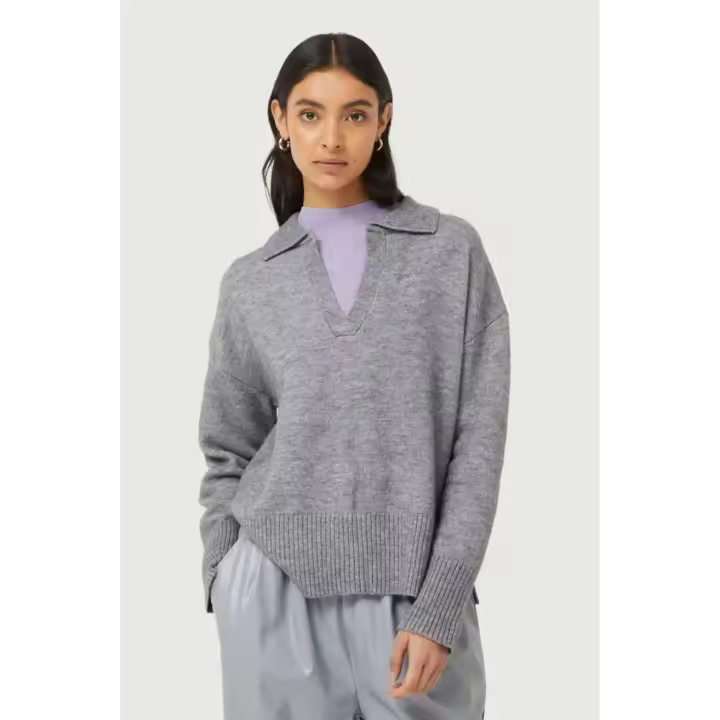 Compañia Fantastica Jersey Mujer Cuello Polo Gris     Jerséis de mujer - 1