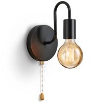 Lámpara De Pared Industrial Nórdica En Hierro Negro E27 Iluminación Interior Para Dormitorio Y Baño Soporte De Luz Decorativo - details 1
