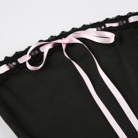 Vestido A-Line Sin Tirantes De Moda Coreana Con Lazo Y Contraste Para Mujeres Estilo Dulce Kawaii Corto De Cintura Empírica - details 2