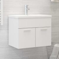 vidaXL Mueble con lavabo madera de ingeniería en color Blanco/Gris hormigón/Negro y más | almacenamiento funcional diseño moderno para baño dormitorio sala - details 0