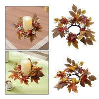Corona De Vela De Hojas De Arce Para Puerta Delantero Adorno De Navidad Para Fiesta De Acción De Gracias Y Hogar Decoración De Otoño - details 3
