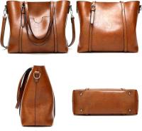 Tote Bolsa para Mujeres, Bolso de Mano con Asa Bandolera, Crossbody Bolsos, Gran Capacidad Suave PU Cuero Señora Bolsos de Hombro (Marrón) - details 1