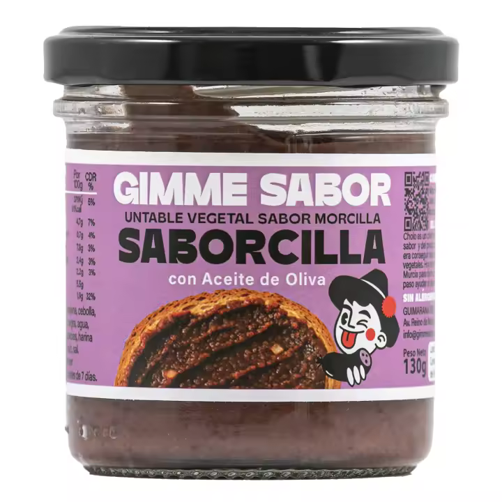 Gimme Sabor – Paté Untable Vegetal Sabor Morcilla | Bajo en Calorías, Sin Alérgenos, con Aceite de Oliva | Ideal para Deportistas – 130g - 1