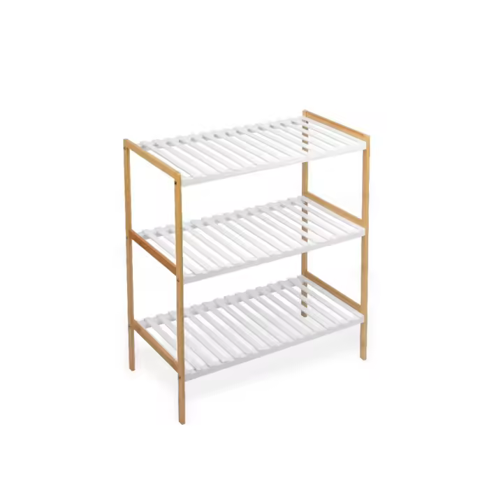 STARLEY-Estanteria de bambú 3 niveles,Estantería Multiusos con Baldas,Organizador para Entrada, Pasillo, Baño 70x35x76.2cm - 1