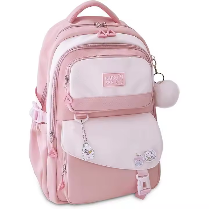 Mochilas escolares, mochila de secundaria, mochila de viaje grande y ligera con un bonito colgante e insignia. - 1