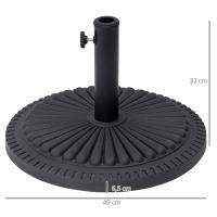 Outsunny Base para Sombrilla de Jardín Peso Neto 15 kg Soporte de Parasol Apto para Postes de 35mm/38mm/48mm Rellena de Cemento Metal para Terraza Exterior Ø49x32 cm Negro - details 2