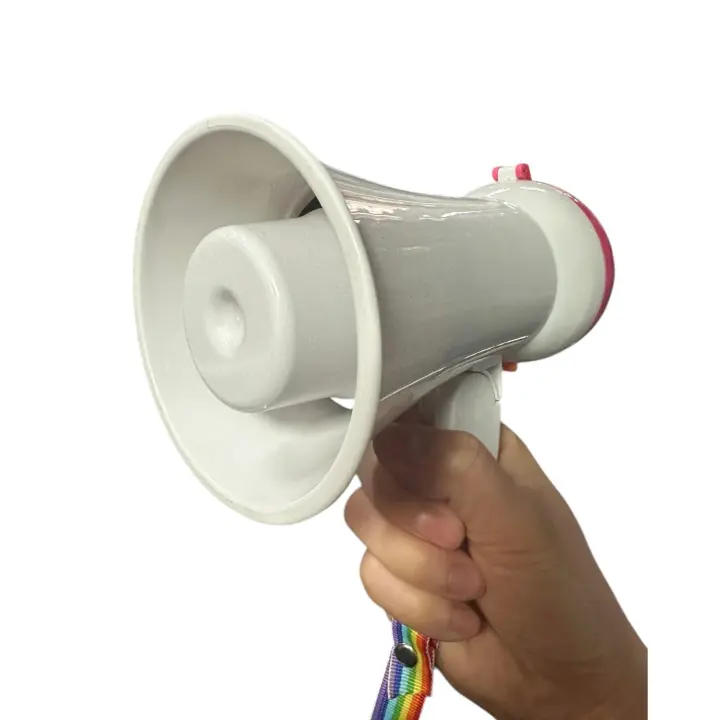 HOGARISIMO Megáfono Portátil 15x10cm | Plegable con Alarma, Música y Altavoz .este dispositivo multifuncional incluye altavoz, sonidos de alarma y función musical , ideal para eventos, actividades al aire libre, manifestaciones o uso escolar. - 1