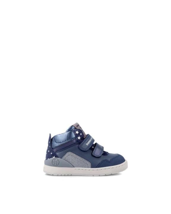 Biomecanics 231203 Stivaletti Bassi Con Lacci Per Bambini E Ragazzi - Calzatura Flessibile Con Punta Rotonda E Soletta Rimovibile - Colore Blu Con Stampe Stelle