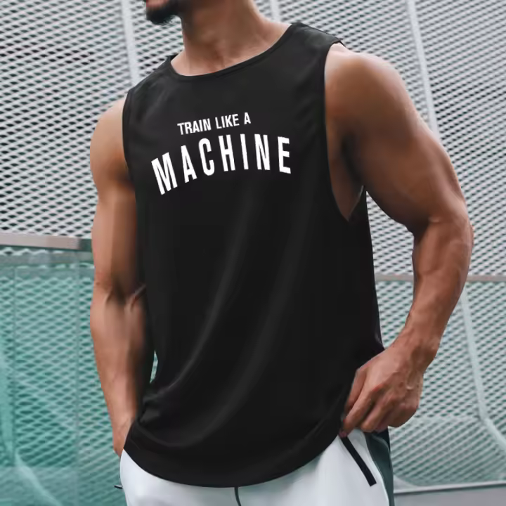 Summer New Sell Well Gym Bodybuilding Fitness Singlets Muscle Vest Man Basketball Jersey Solid Stringer Quick Dry Mesh Tank Tops - 1