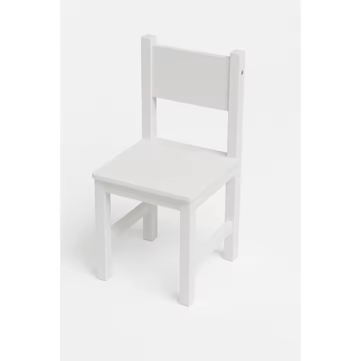 Silla Infantil lacada. Greca. En Madera Maciza. Lacada Blanca. Medidas (Ancho/Fondo/Alto): 28.5 * 28 * 60 cms. Altura hasta Asiento: 30 cms. Fácil Montaje. - 1