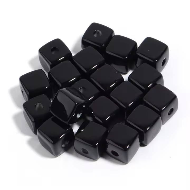 10pcs Perlas De Acrílico Cuadradas Coloridas Con Agujero Recto Para Hacer Joyas Cadena De Teléfono Pulsera Accesorios Tejidos - 1