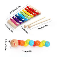 Juguete Montessori De Madera Con Xilofón Campana Cuentas Batería Y Columna Instrumentos Musicales Para La Educación Temprana De La Infancia - details 2