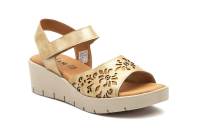 9988 Platino  Hecho en España Sandalias Mujer Piel Platino y blanco Láser Cuña Numeración: 35-41 Marca: JAM Color: Platino sandalia piel con cuña planta de gel cierre de velcro para mayor comodidad ideales para tus dias de verano - details 1