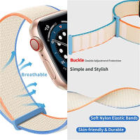 Correa De Nylon Ajustable Para Apple Watch Compatible Con Series 10 9 5 SE 678 Tamaños Variados 40mm 42mm 44mm 45mm 46mm Accesorio De Pulsera Con Cierre De Hook-and-Loop - details 3