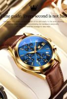 Reloj De Pulsera Para Hombre OLEVS 2872 Cronógrafo Resistente Al Agua Con Correa De Cuero Luminoso Y Manos Luminosas Reloj De Cuarzo Deportivo De Lujo - details 9