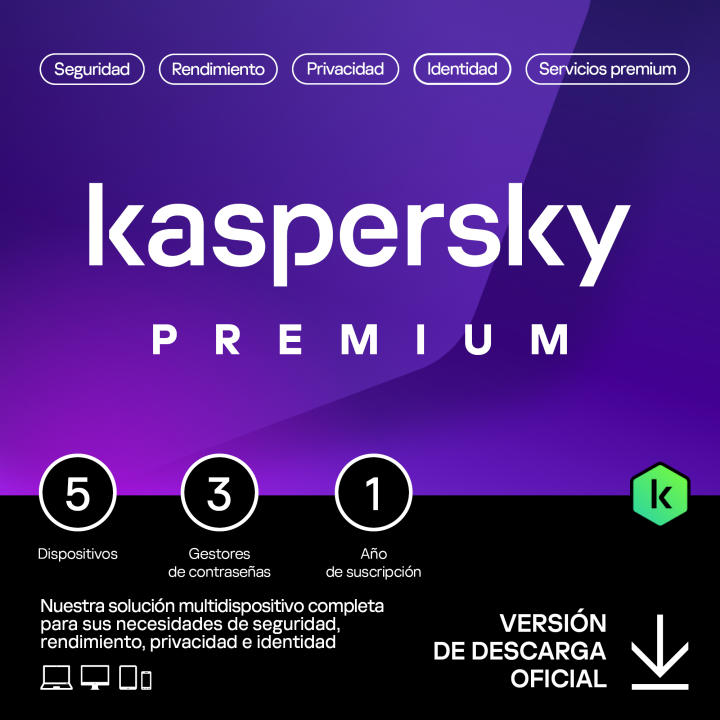 Kaspersky Premium 5 Dispositivos 1 Año