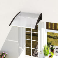 Outsunny pent canopy marquesina para puerta de entrada 103 x 96,5 x 27 cm marquesina con protección UV, protección contra la lluvia protección solar para exterior aluminio negro - details 6