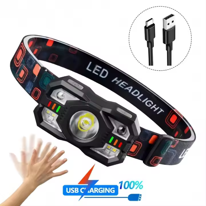 Linterna Frontal LED Mini Potente Para Pesca De Noche Y Actividades Al Aire Libre Impermeable Y Portátil Con Sensor De Luz Fuerte Para Camping Y Escalada - 1