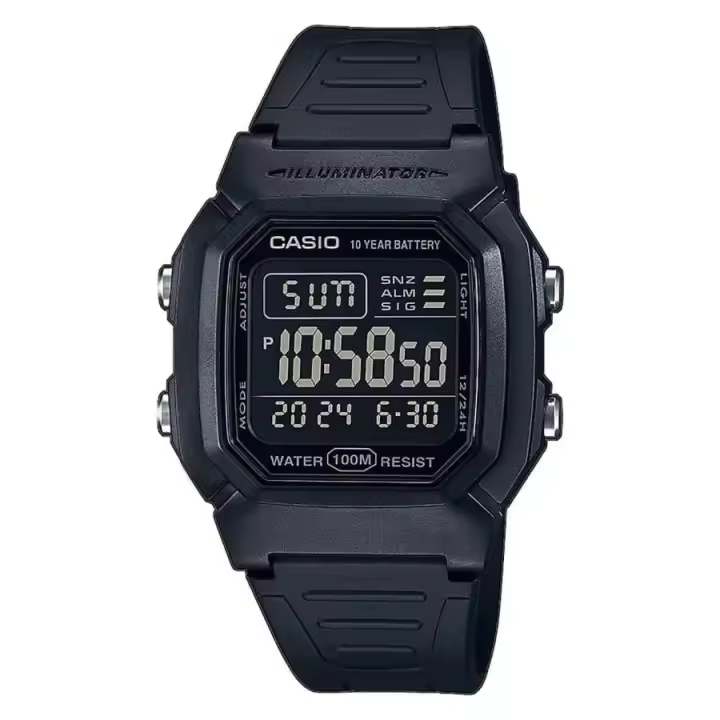 Reloj Digital Casio W-800H-1BVES Resistente Al Agua con Luz LED y Alarma Múltiple - 1