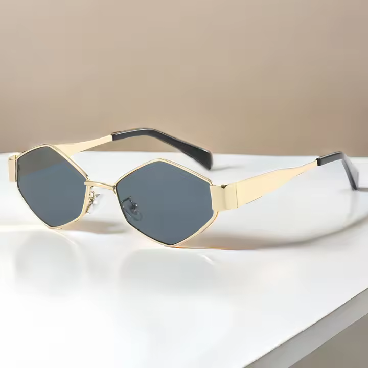 Gafas De Sol Para Mujer Estilo Vintage 2024 Marcas Distintas Marco De Metal Único Punk Gafas De Ojos Unisex Diseño Poligonal - 1