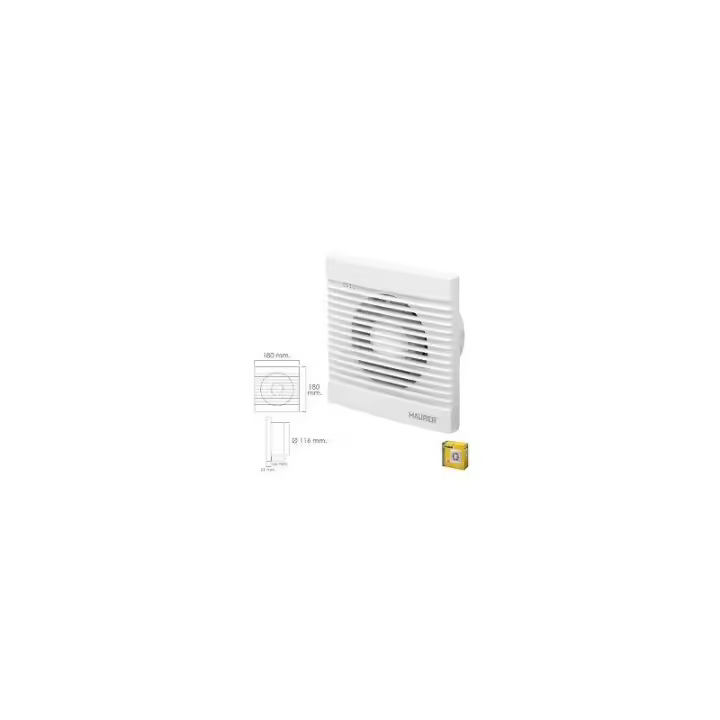 Maurer Extractor de Humos para Baño 16 Watt. Salida Ø 116 Mm - Potente y Silencioso - 1