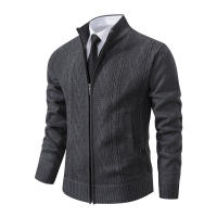 Cardigan De Veludo Para Hombre Invierno Coreano Grueso Con Cierre De Cremallera Suéter De Algodón Técnico Estilo Casual - details 3
