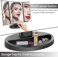 Espejo de Maquillaje con LED, Iluminado Espejo de Mesa Luz con Ampliación 1X / 2X / 3X Plegable Espejo de la Vanidad Rotación 180° Pantalla Táctil Espejo Cosmético para Hombre y Mujer - details 2