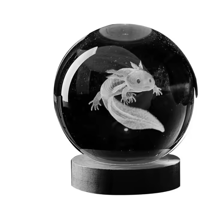 Lámpara De Noche Engravida Con Cristal 3D Axolotl Regalo De Cumpleaños Para Novia Clase Amiga Esposa Niños Decoración Del Hogar Luz Colorida Creada Por Laser - 1