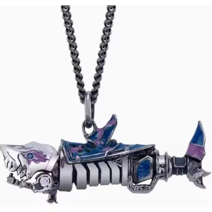 Collar de arma de Jinx - Mercancía Arcana Cañón Tiburón Hueso Cohete - Joyería artesanal de Jinx y Ekko - 1