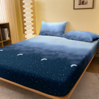 Sábana Ajustada Moderna Y Sencilla Con Estampado De Cielo Estrellado Mate Para Dormitorio Cobertura De Cama De Poliéster 100% Sin Almohadillas - details 1