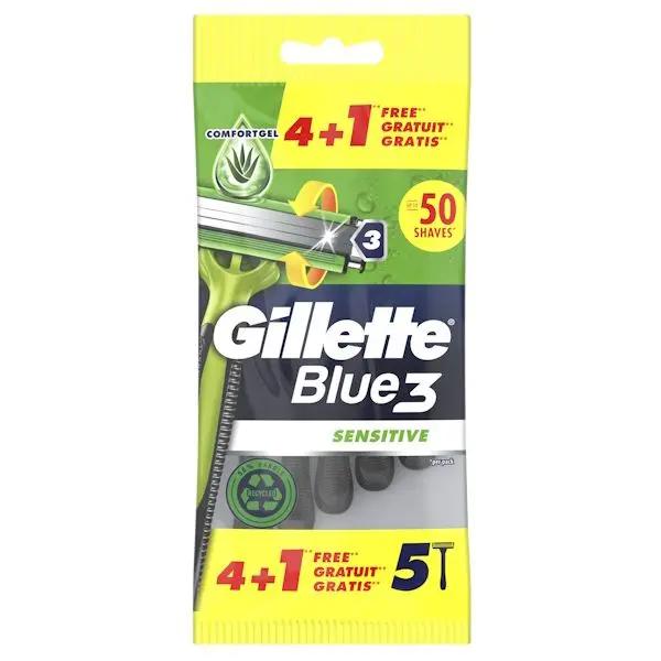 GILLETTE Blue 3 Sensitive Maquinilla Desechable  5 uds Maquinillas Desechables - 1