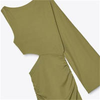 Vestido Mini Asimétrico UNIZERA Para Mujer Con Doblegaduras Y Decoración Hueca Casual Primavera/Verano Sin Estirar Polyester - details 7