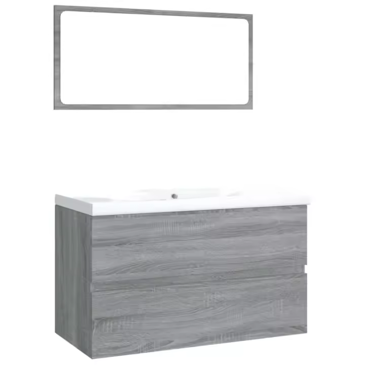 VidaXL Conjunto de baño San Cristóbal madera gris 45x80x39,5 cm - 1