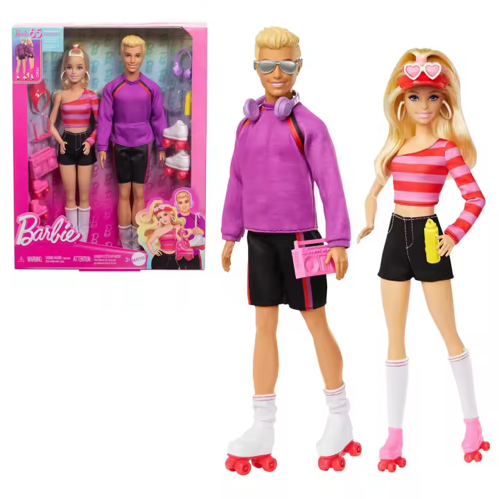 Pack 2 muñecos Barbie y Ken patinadores HXK90 BARBIE - 1