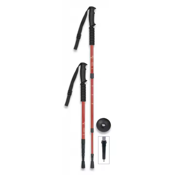 BASTON Trekking Aluminio.3 Tramos. Rojo. - 1