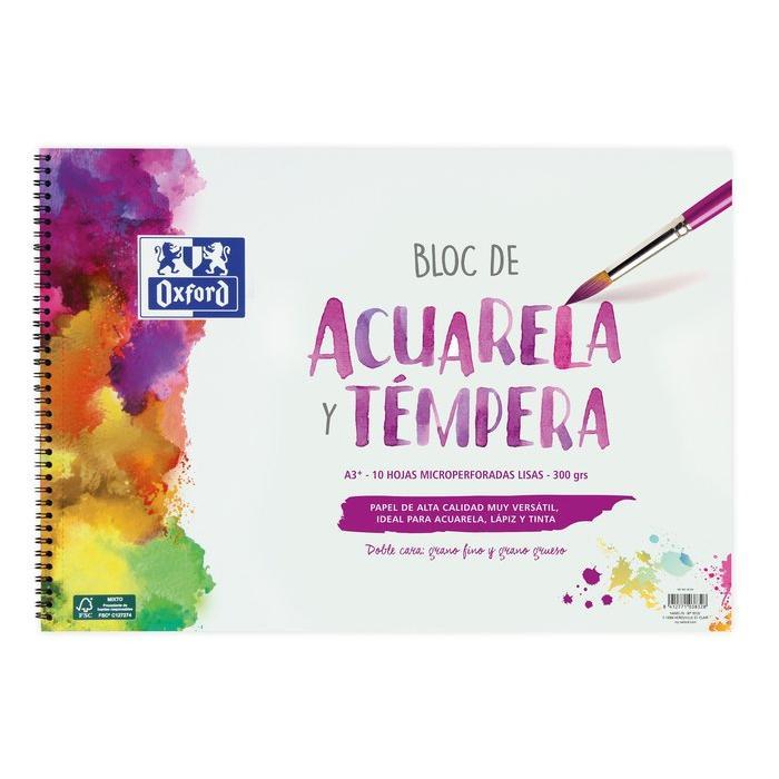 OXFORD BLOC ACUARELA A3 TAPA DURA 10H 300G LISO SIN MARGEN OXFORD