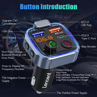 LENCENT FM Transmisor Bluetooth 5.0 Inalámbrico Con Kit De Manos Libres Para Coche Reproductor MP3 USB Tipo-C PD 20W+ QC3.0 Rapido Modulador FM - details 6