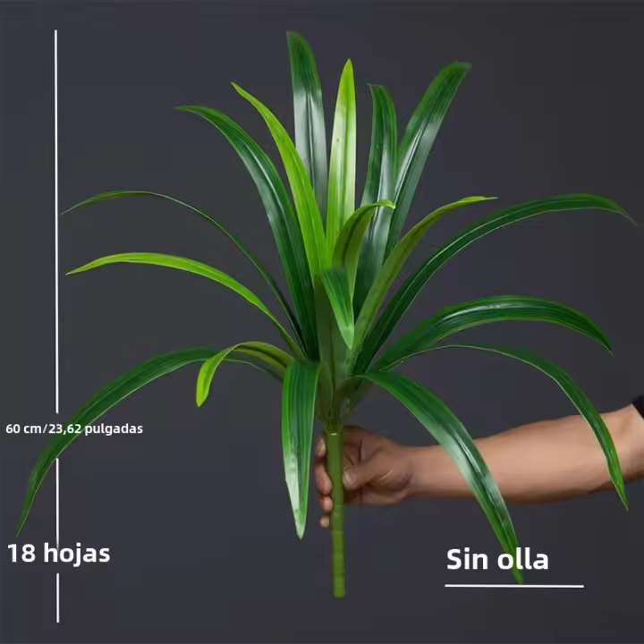 Gran Planta Artificial De Bambú 60cm Con 18 Hojas Hojas Verdes De Orchidáceas Para Decoración De Jardín Y Hogar Material Plástico - 1