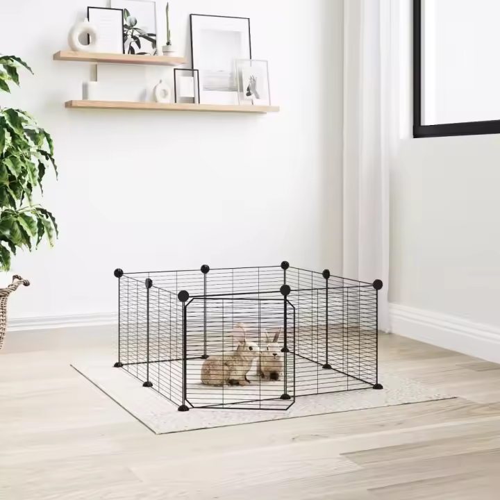 vidaXL Jaula para mascotas de 8 paneles con puerta acero negro 35x35cm - 1