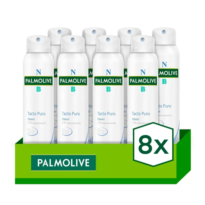 Desodorante spray Palmolive NB Tacto Puro 24h antimanchas blancas 200ml Pack de 8 - 1