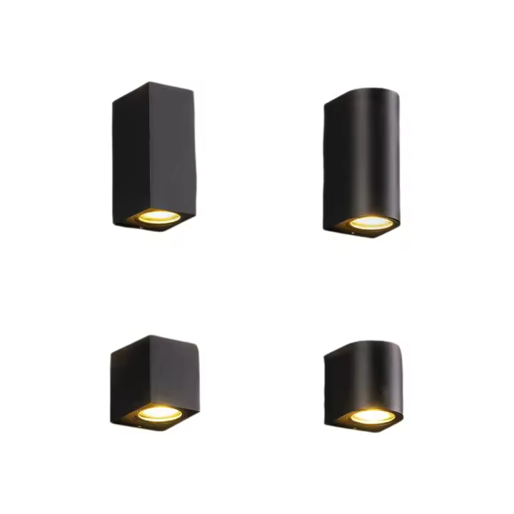 Lámpara De Pared LED GU10 Aluminio IP65 Impermeable Para Interior Y Exterior Luz De Jardín Y Porche Negra Montaje En Superficie - 1