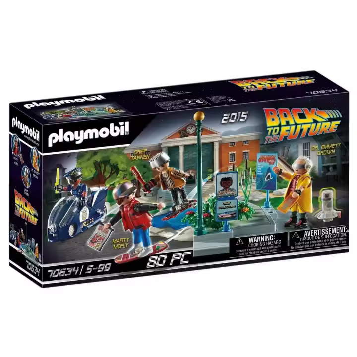 PLAYMOBIL Regreso al futuro persecución en monopatín (70634) con figuras de Marty McFly, el Dr. Emmett Brown, Griff Tannen - 1
