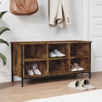 vidaXL Mueble zapatero madera contrachapada 100x35x50 cm Color Gris sonoma,  Negro,  Roble ahumado - details 2
