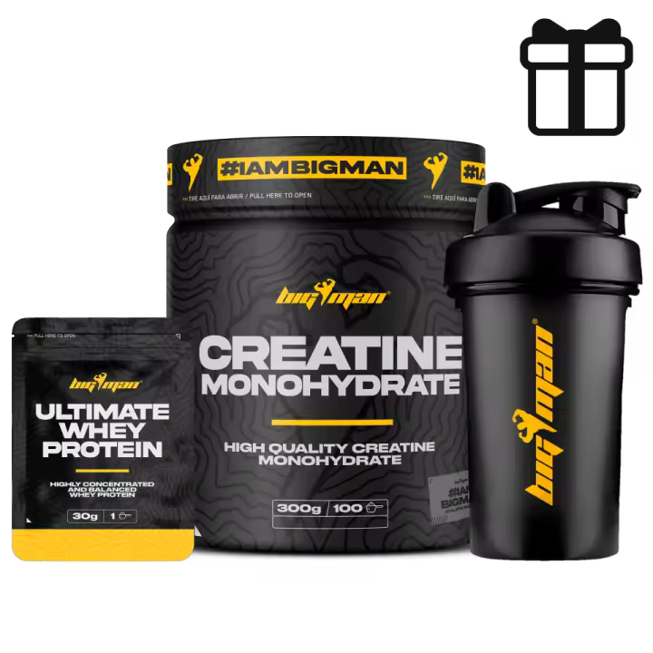 BIGMAN  PACK CREATINA MONOHIDRATO 300gr, 200 MESH + REGALOS  INCREMENTA RESISTENCIA  POTENCIA LOS EFECTOS DE LOS ENTRENAMIENTOS  CRECIMIENTO MUSCULAR - 1