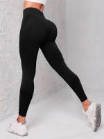 Pantalones De Yoga Para Mujer Cintura Alta Sin Costuras Levantamiento De Glúteos Elásticos Slimming Running Fitness Pants - details 5