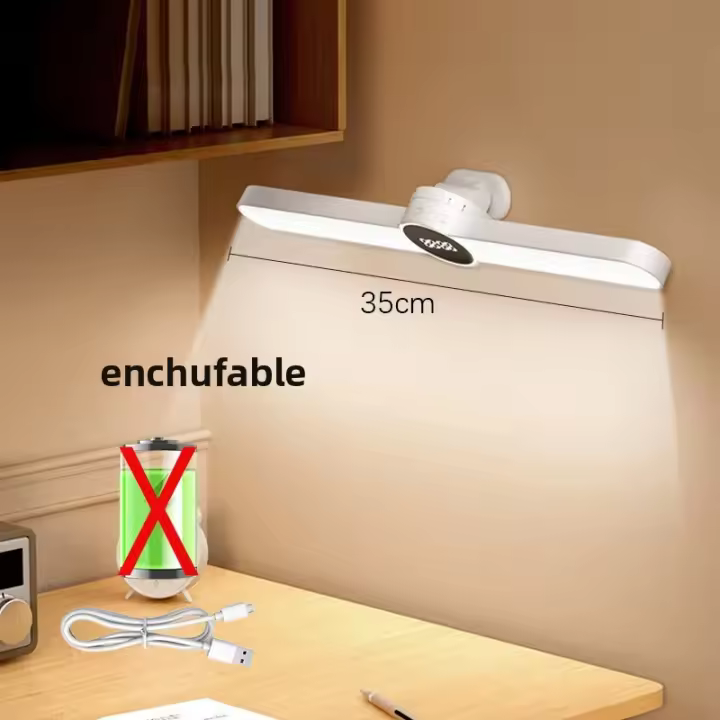 Lámpara De Escritorio Con Reloj Magnético Y Luz Nocturna LED Recargable USB Para Armario Luz De Mesa Moderna Sin Sombrilla - 1